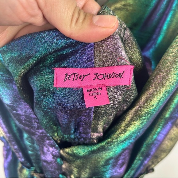 Betsey Johnson Liquid Rainbow Metallic Tiered High Low formal dress size: S - Picture 9 of 16